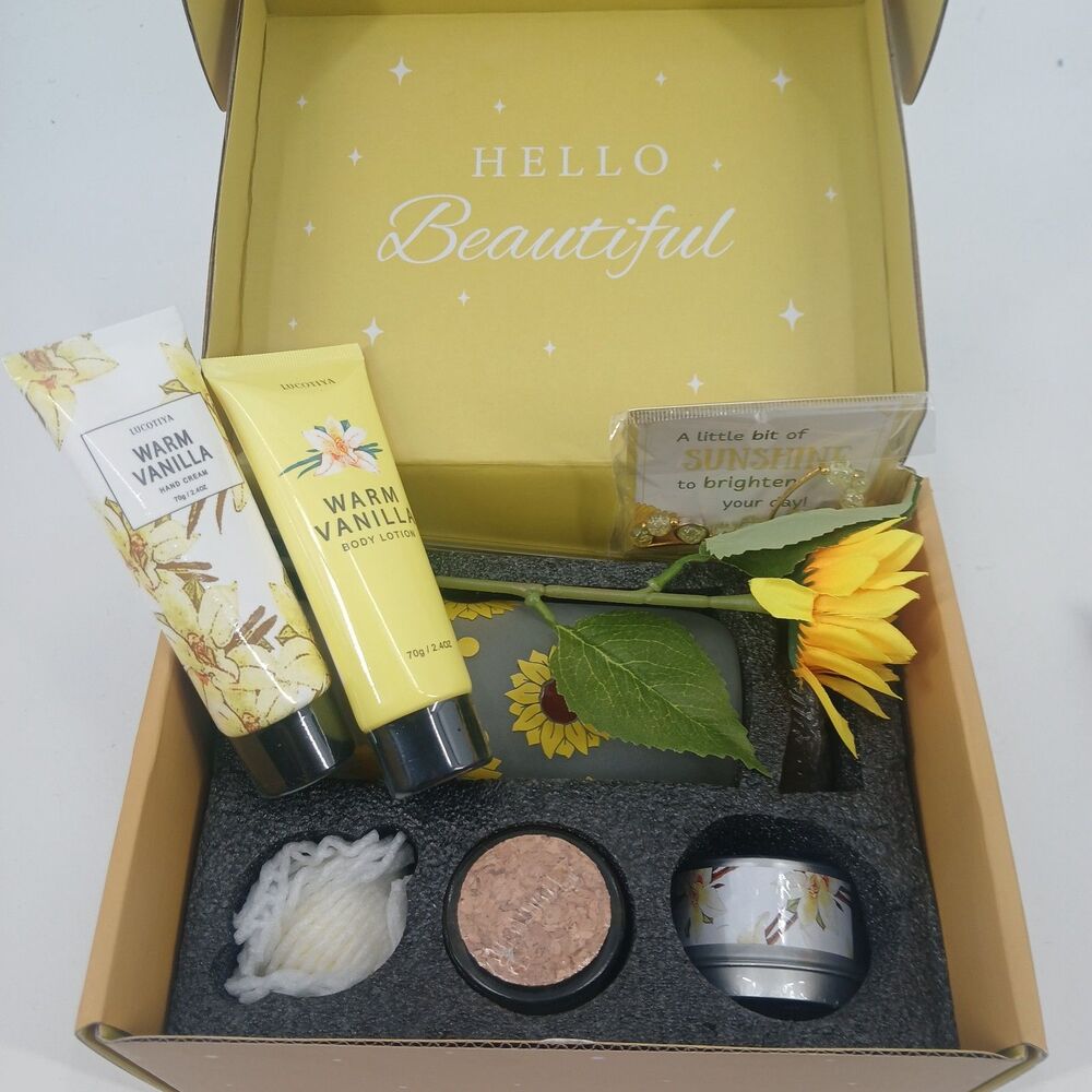 Warm Vanilla Sunflower self Care Gift Box sunflower Tumbler box of sunshine